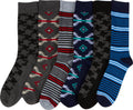 Sakkas Men's Crew High Patterned Colorful Design Dress Socks Asst Value 6-Pack