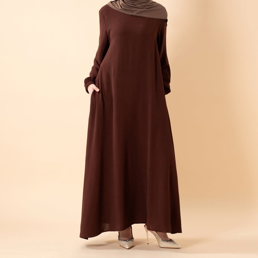 Flowy Crepe Maxi Dress with Pockets
